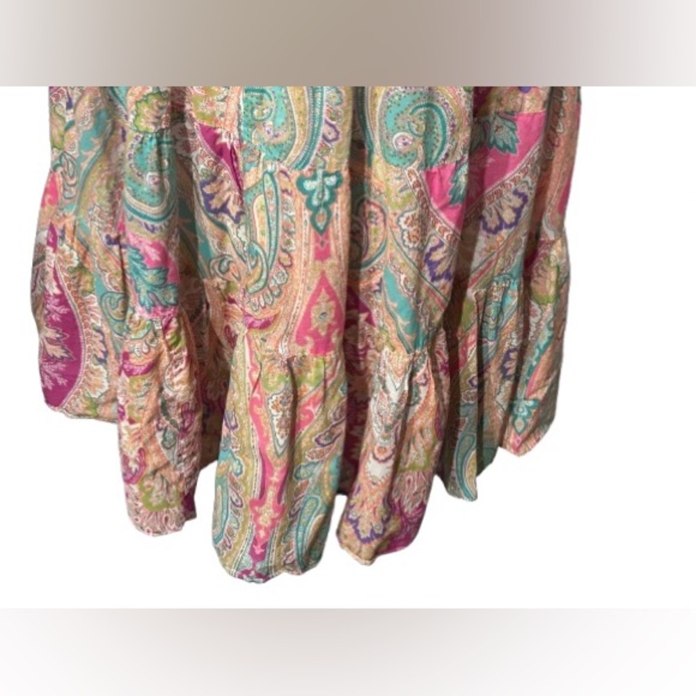 100% Cotton Ralph Lauren 1X Skirt Madi Paisley Boho Pink Aqua Size 18 Size 16 - Picture 4 of 14